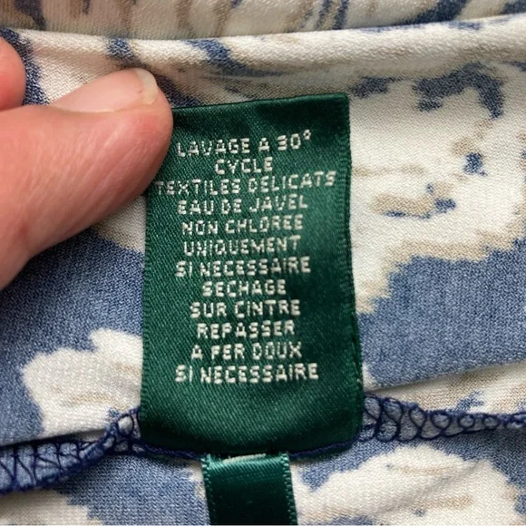 Lauren Ralph Lauren Dress  8 Black White Floral Ruched Career Faux Wrap - Picture 8 of 16